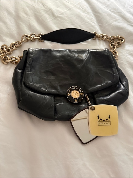 henri bendel Handbags - henri bendel Black Leather Shoulder Bag with Gold Chain